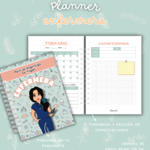 Planner profesional para enfermeras con turnario y organizador