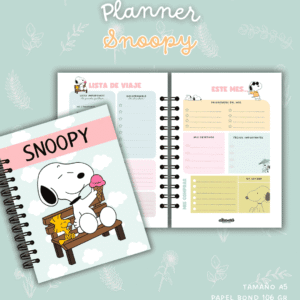 Planner Snoopy Peanuts con portada clásica ilustrada para planificar día a día